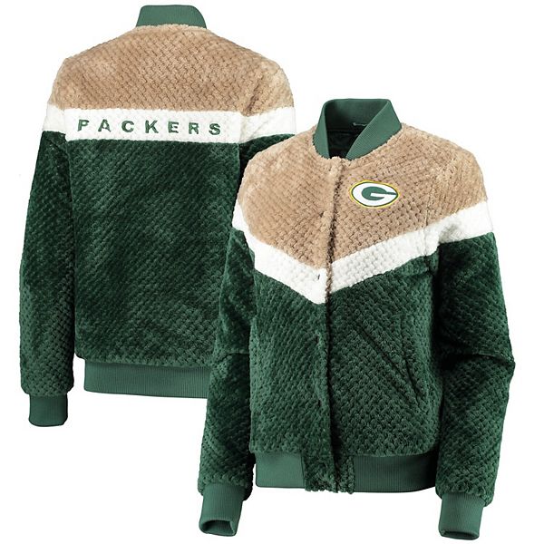 Women's G-III 4Her by Carl Banks Green/Cream Green Bay Packers Riot Squad  Sherpa Full-Snap Jacket