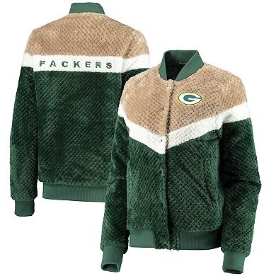 Women's G-III 4Her by Carl Banks Green/Cream Green Bay Packers Riot Squad Sherpa Full-Snap Jacket