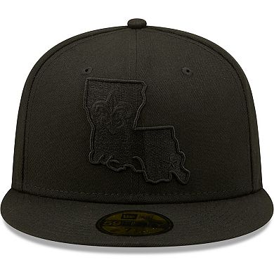 Men's New Era New Orleans Saints Black on Black Alternate Logo 59FIFTY Fitted Hat