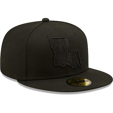 Men's New Era New Orleans Saints Black on Black Alternate Logo 59FIFTY Fitted Hat