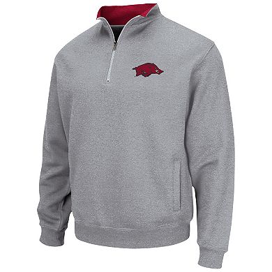 Men's Colosseum Heathered Gray Arkansas Razorbacks Tortugas Team Logo Quarter-Zip Jacket