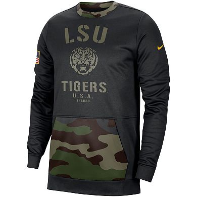 Men's Nike Black/Camo LSU Tigers Military Appreciation Performance Pullover Sweatshirt