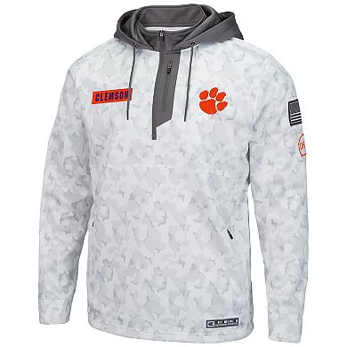 Men's Colosseum Arctic Camo Clemson Tigers OHT Military Appreciation Quarter-Zip Hoodie