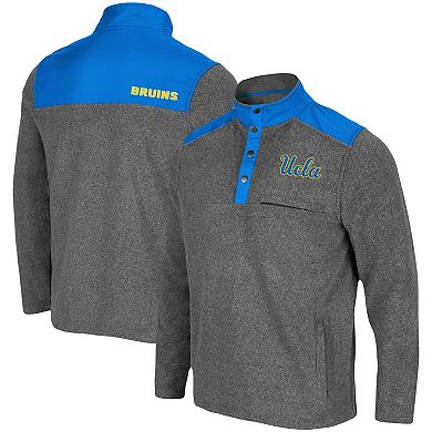 Men's Colosseum Heathered Charcoal/Blue UCLA Bruins Huff Snap Pullover