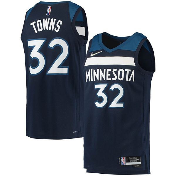 Nike Men's 2021-22 City Edition Minnesota Timberwolves Karl-Anthony towns #32 Blue Dri-Fit Swingman Jersey, Small