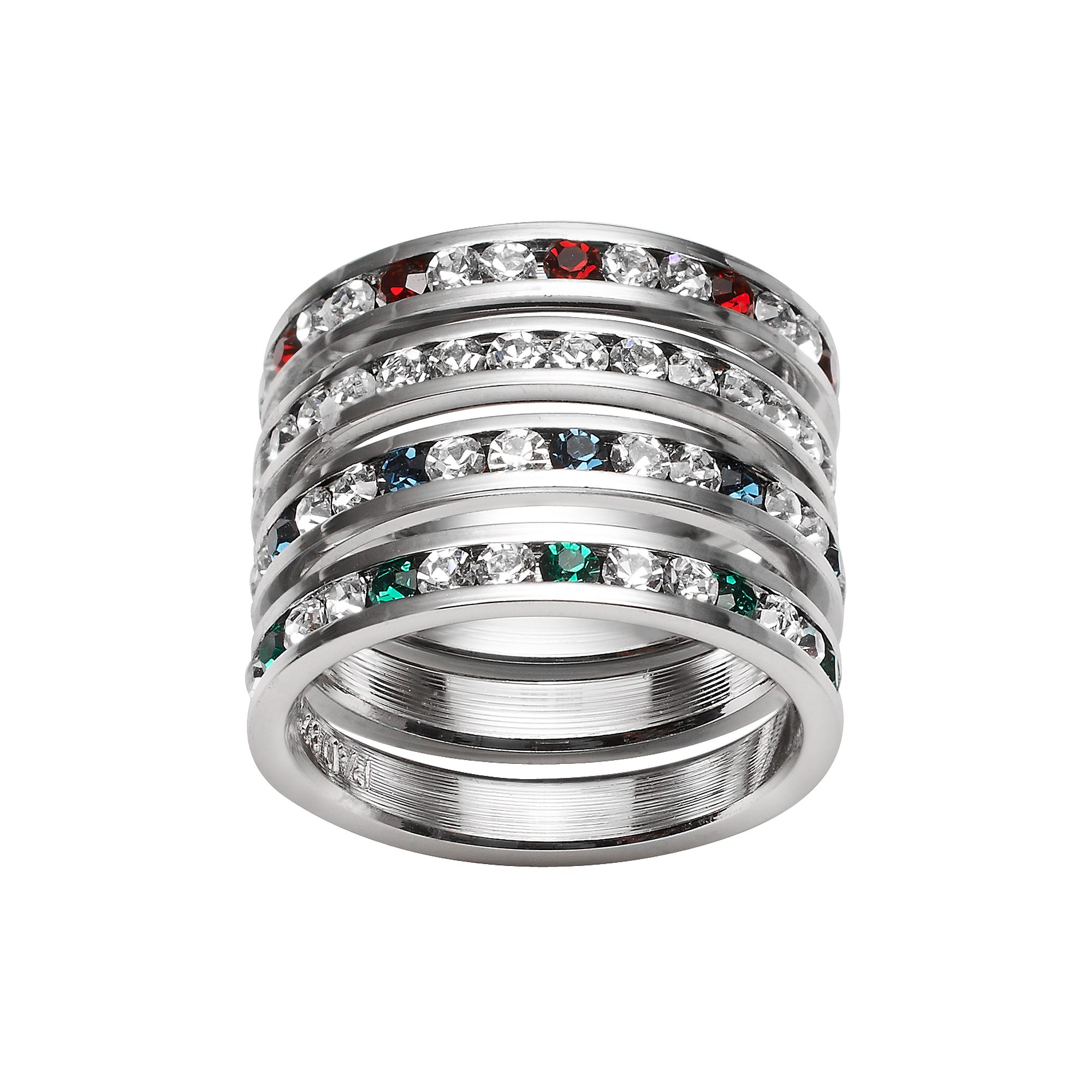 Traditions Jewelry Company Sterling Silver Crystal Eternity Ring Set, Women