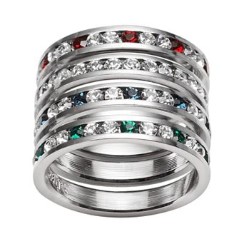Traditions Jewelry Company Sterling Silver Crystal Eternity Ring Set