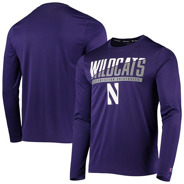 Men's Champion Purple Northwestern Wildcats Wordmark Slash Long Sleeve ...