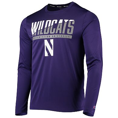 Men's Champion Purple Northwestern Wildcats Wordmark Slash Long Sleeve 