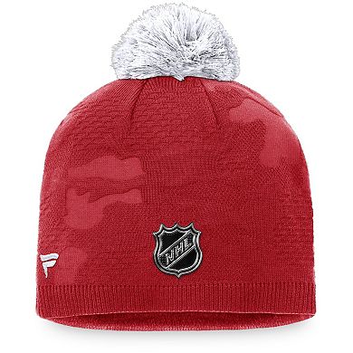 Women's Fanatics Branded Red/White Detroit Red Wings Authentic Pro Team Locker Room Beanie with Pom