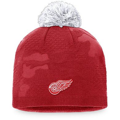 Women's Fanatics Branded Red/White Detroit Red Wings Authentic Pro Team Locker Room Beanie with Pom