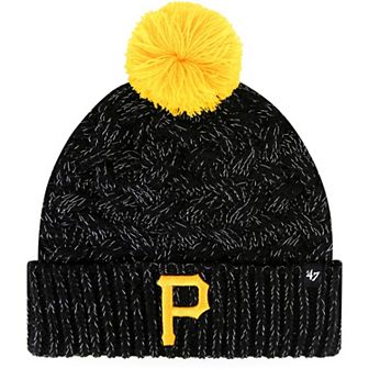 Women's '47 Black Pittsburgh Pirates Knit Cuffed Hat with Pom