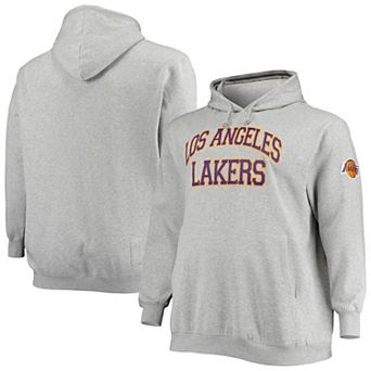 Men's Mitchell & Ness Heathered Gray Los Angeles Lakers Hardwood Classics Big & Tall Throwback Pullover Hoodie