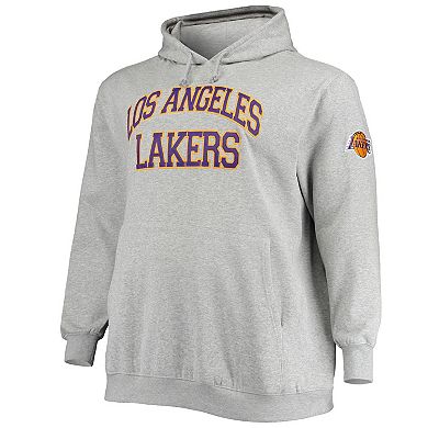 Men's Mitchell & Ness Heathered Gray Los Angeles Lakers Hardwood Classics Big & Tall Throwback Pullover Hoodie