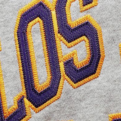 Men's Mitchell & Ness Heathered Gray Los Angeles Lakers Hardwood Classics Big & Tall Throwback Pullover Hoodie