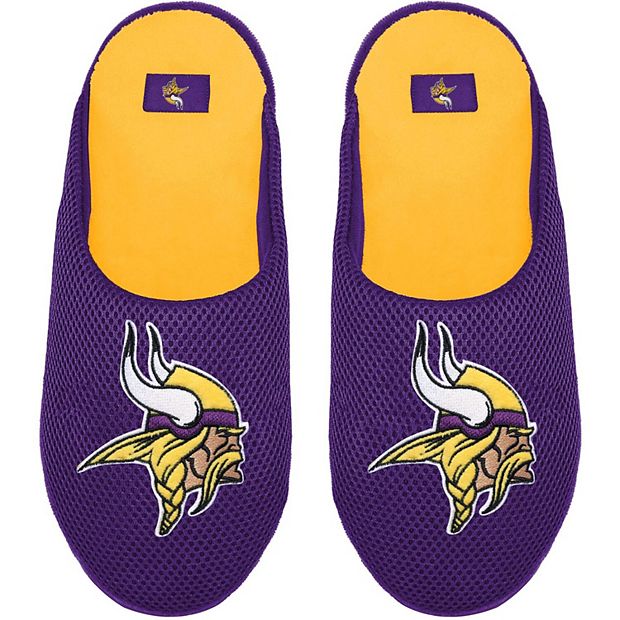 Youth FOCO Minnesota Vikings Big Logo Colorblock Mesh Slippers