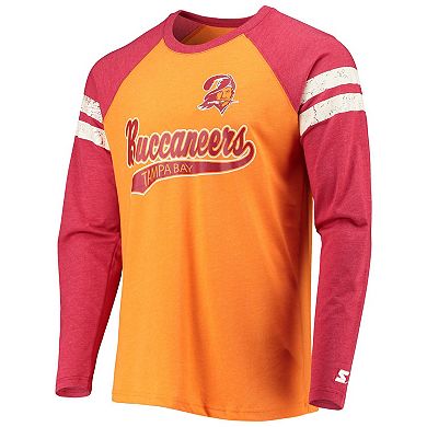 Men's Starter Orange/Red Tampa Bay Buccaneers Throwback League Raglan Long Sleeve Tri-Blend T-Shirt