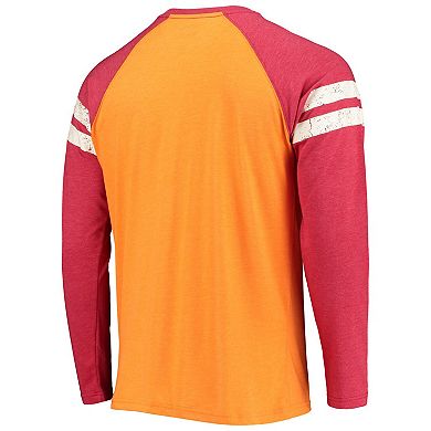 Men's Starter Orange/Red Tampa Bay Buccaneers Throwback League Raglan Long Sleeve Tri-Blend T-Shirt