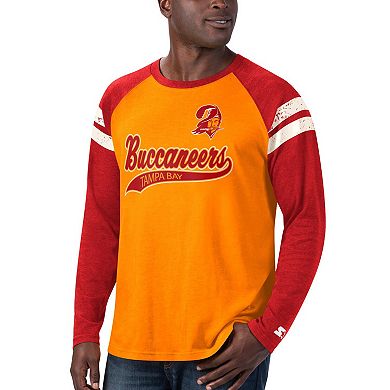 Men's Starter Orange/Red Tampa Bay Buccaneers Throwback League Raglan Long Sleeve Tri-Blend T-Shirt