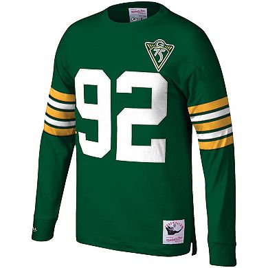 Men's Mitchell & Ness Reggie White Green Green Bay Packers Throwback Retired Player Name & Number Long Sleeve Top