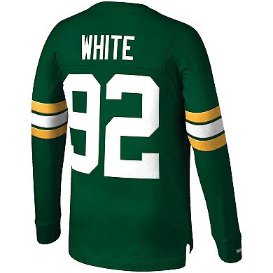 Men's Mitchell & Ness Reggie White Green Green Bay Packers Throwback Retired Player Name & Number Long Sleeve Top