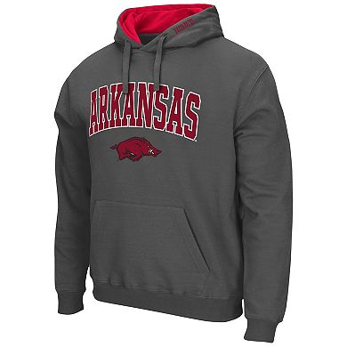 Men's Colosseum Charcoal Arkansas Razorbacks Arch & Logo 3.0 Pullover Hoodie