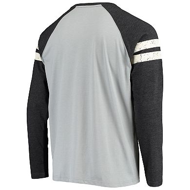 Men's Starter Silver/Black Las Vegas Raiders Throwback League Raglan Long Sleeve Tri-Blend T-Shirt