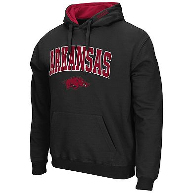 Men's Colosseum Black Arkansas Razorbacks Arch & Logo 3.0 Pullover Hoodie