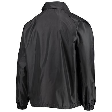 Men's Dunbrooke Black Detroit Lions Coaches Classic Raglan Full-Snap Windbreaker Jacket
