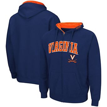Men's Colosseum Navy Virginia Cavaliers Arch & Logo 3.0 Full-Zip Hoodie