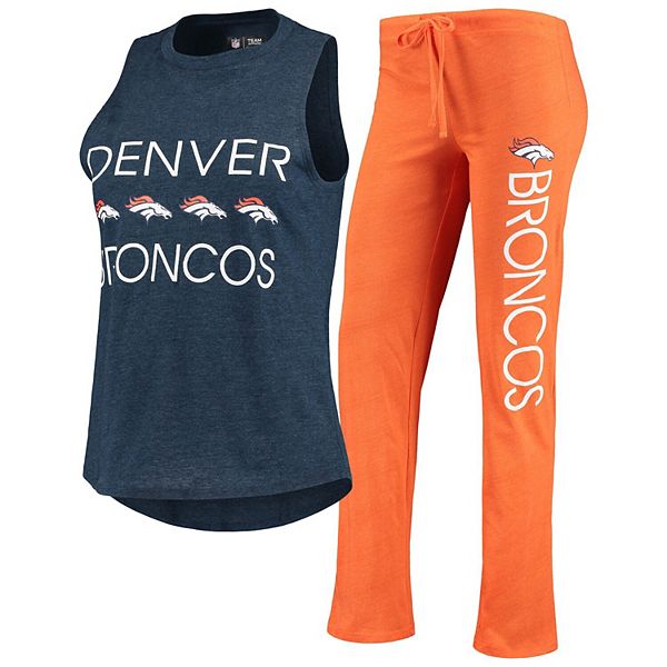 Women's Concepts Sport Navy Denver Broncos Plus Size Badge T-Shirt & Flannel Pants Sleep Set