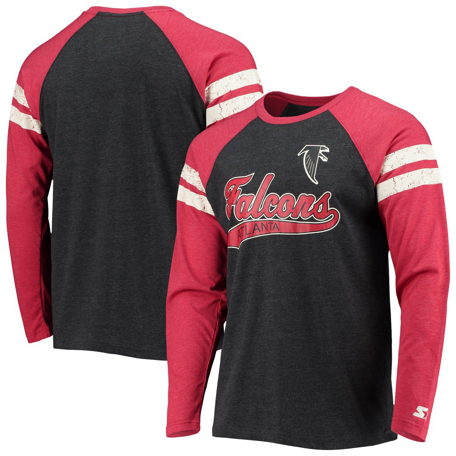 Majestic Threads Atlanta Falcons Lockup Tri-Blend Long Sleeve T-Shirt - Black - Black