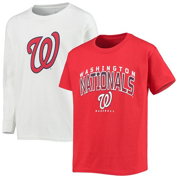 Youth Stitches Red Washington Nationals Team Logo Cotton T-Shirt
