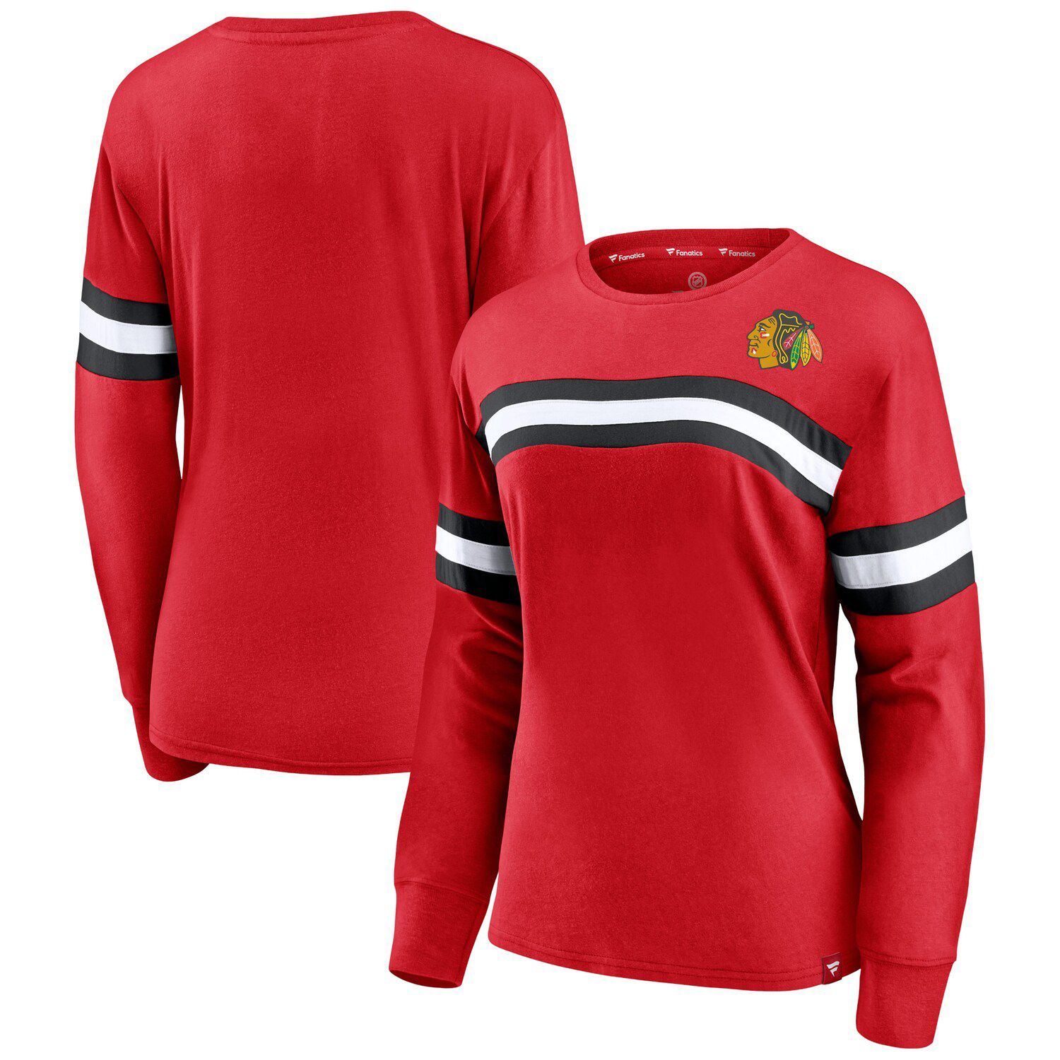 Women's Chicago Blackhawks Fanatics Branded Red/White True Classics Lace-Up  Long Sleeve T-Shirt