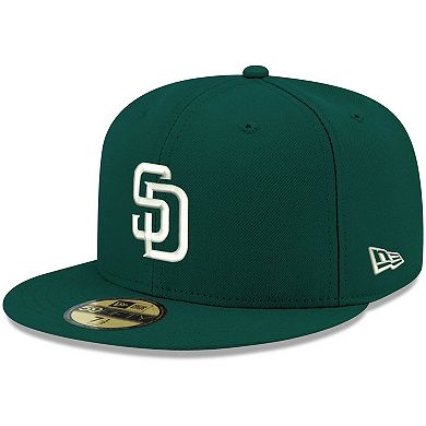 Men's New Era Green San Diego Padres Logo White 59FIFTY Fitted Hat