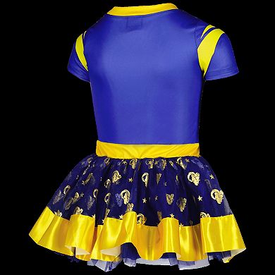 Girls Youth Royal Los Angeles Rams Tutu Tailgate Game Day V-Neck Costume