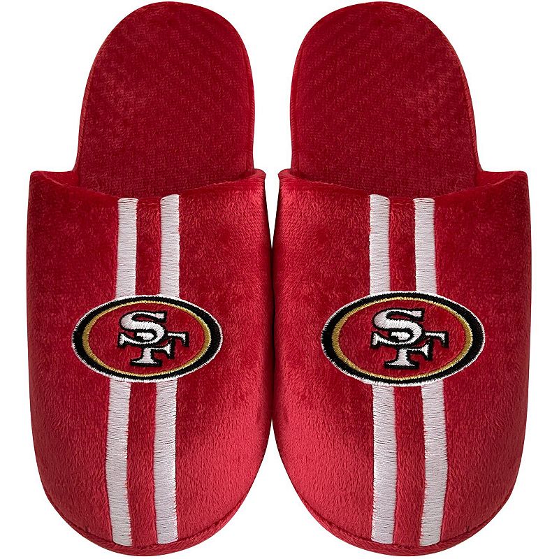 Youth FOCO San Francisco 49ers Team Stripe Slippers, Kids Unisex, Size: Med