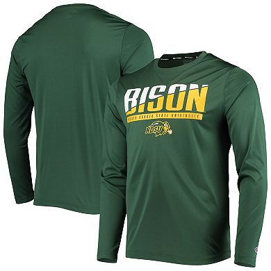 Men's Champion Green NDSU Bison Wordmark Slash Long Sleeve T-Shirt