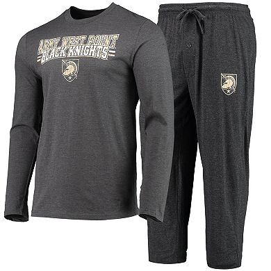 Men's Concepts Sport Black/Heathered Charcoal Army Black Knights Meter Long Sleeve T-Shirt & Pants Sleep Set