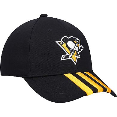 Men's adidas Black Pittsburgh Penguins Locker Room Three Stripe Adjustable Hat