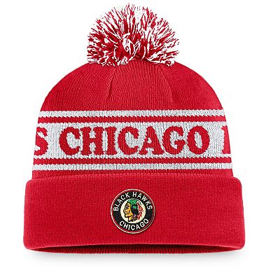 Men's Fanatics Branded Red Chicago Blackhawks Vintage Sport Resort Cuffed Knit Hat with Pom