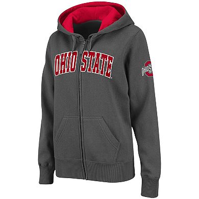 Women's Charcoal Ohio State Buckeyes Arched Name Full-Zip Hoodie