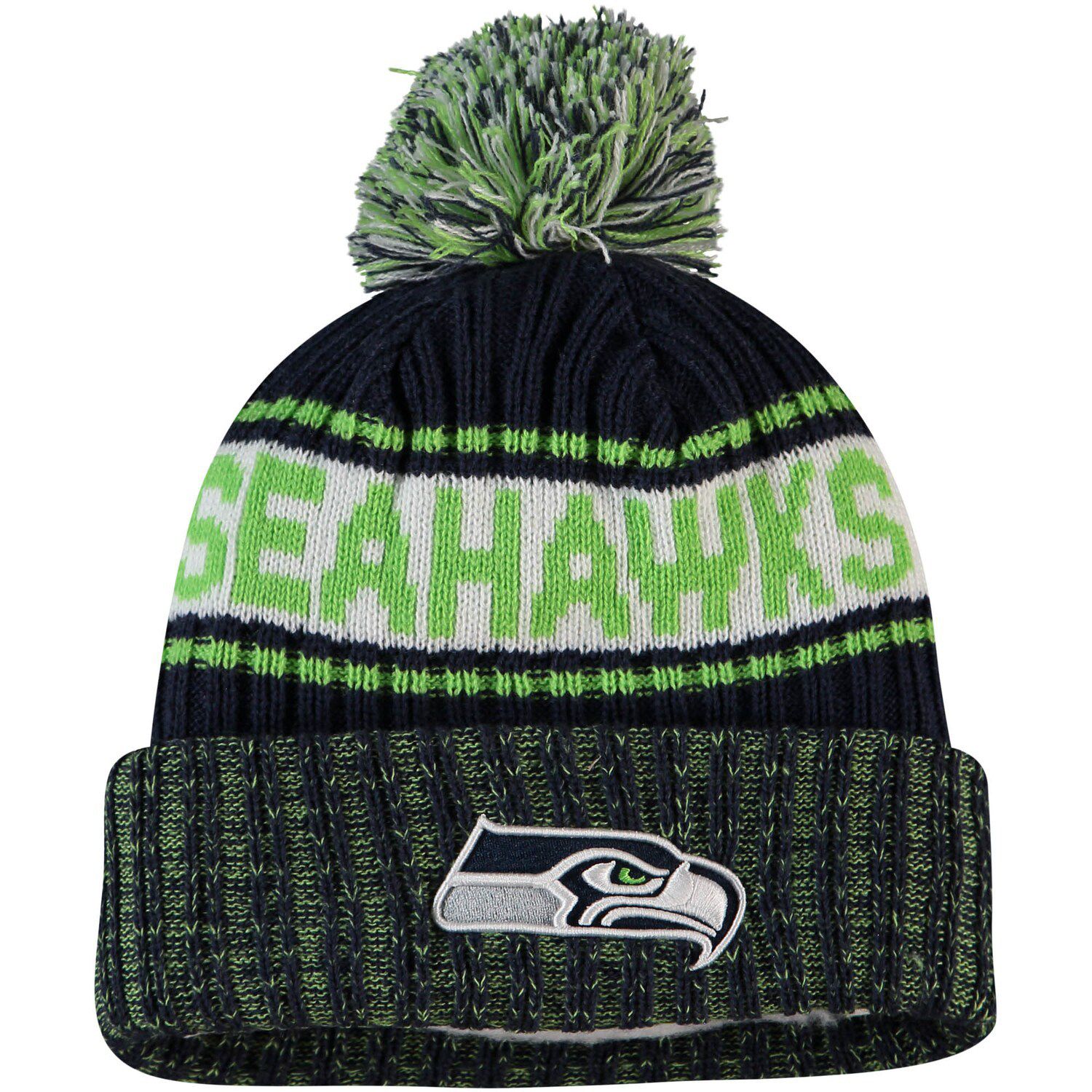 '47 Women's Green/Black Seattle Seahawks Bagheera Cuffed Knit Hat with Pom  : Sports & Outdoors 