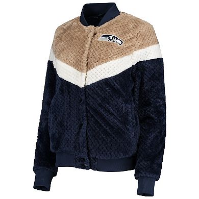Women's G-III 4Her by Carl Banks College Navy/Cream Seattle Seahawks Riot Squad Sherpa Full-Snap Jacket