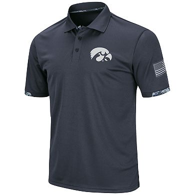 Men's Colosseum Charcoal Iowa Hawkeyes Big & Tall OHT Military Appreciation Digital Camo Polo