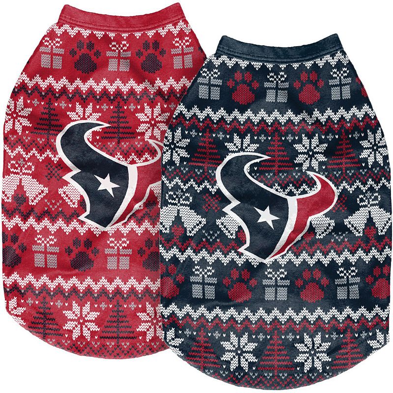FOCO Houston Texans Reversible Holiday Dog Sweater, Size: Small, TXS Blue