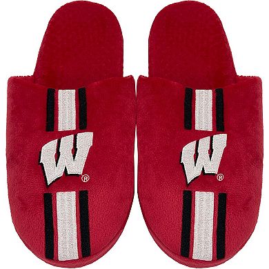 Men's FOCO Wisconsin Badgers Striped Team Slippers