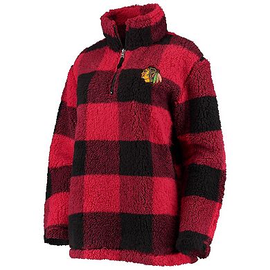 Women's G-III 4Her by Carl Banks Red/Black Chicago Blackhawks Plaid Sherpa Quarter-Zip Jacket