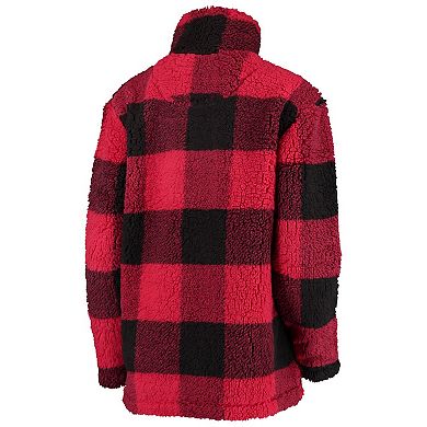 Women's G-III 4Her by Carl Banks Red/Black Chicago Blackhawks Plaid Sherpa Quarter-Zip Jacket