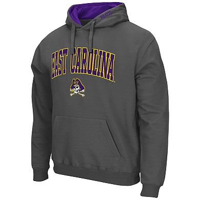 Men's Colosseum Charcoal ECU Pirates Arch and Logo Pullover Hoodie